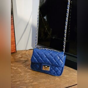 MAMAMILANO ITALIAN HANDMADE GENUINE LEATHER CLEO SHOULDER BAG OCEAN BLUE, ITALY